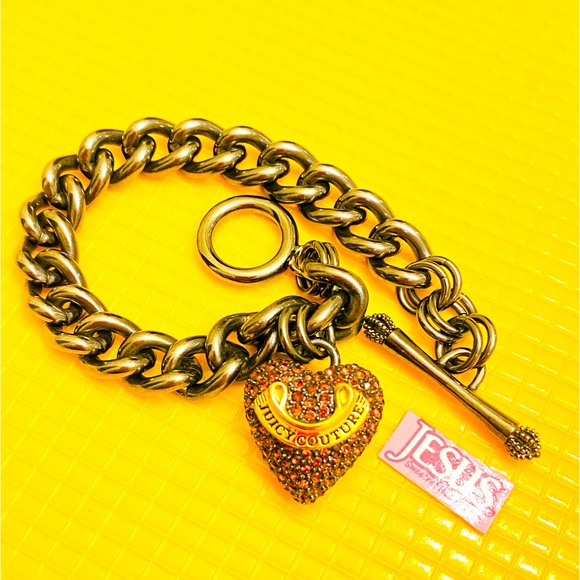 💰SOLD💰NWOT Juicy Couture Gunmetal tone Heart charm Bracelet - Picture 2 of 8